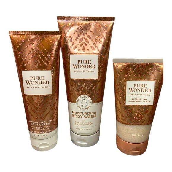 Bath & Body Works Other - Bath & Body Works PURE WONDER Deluxe Set Body Cream, Wash Exfoliating Full Size